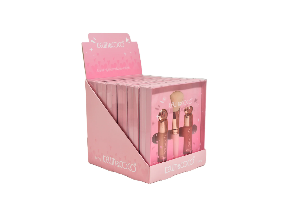 Kevin & Coco Highlight + Blush + Brush Set - Set de Iluminador, Rubor y Brocha