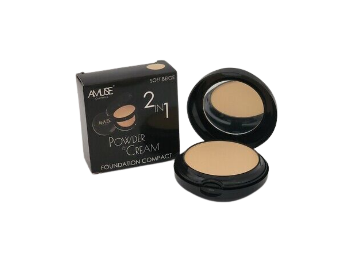 Polvo Compacto y Crema 2 en 1 - Amuse Cream and Powder Compact (Tono Dark Beige) - Venta al Mayor 4 und (3.68$/Unidad)
