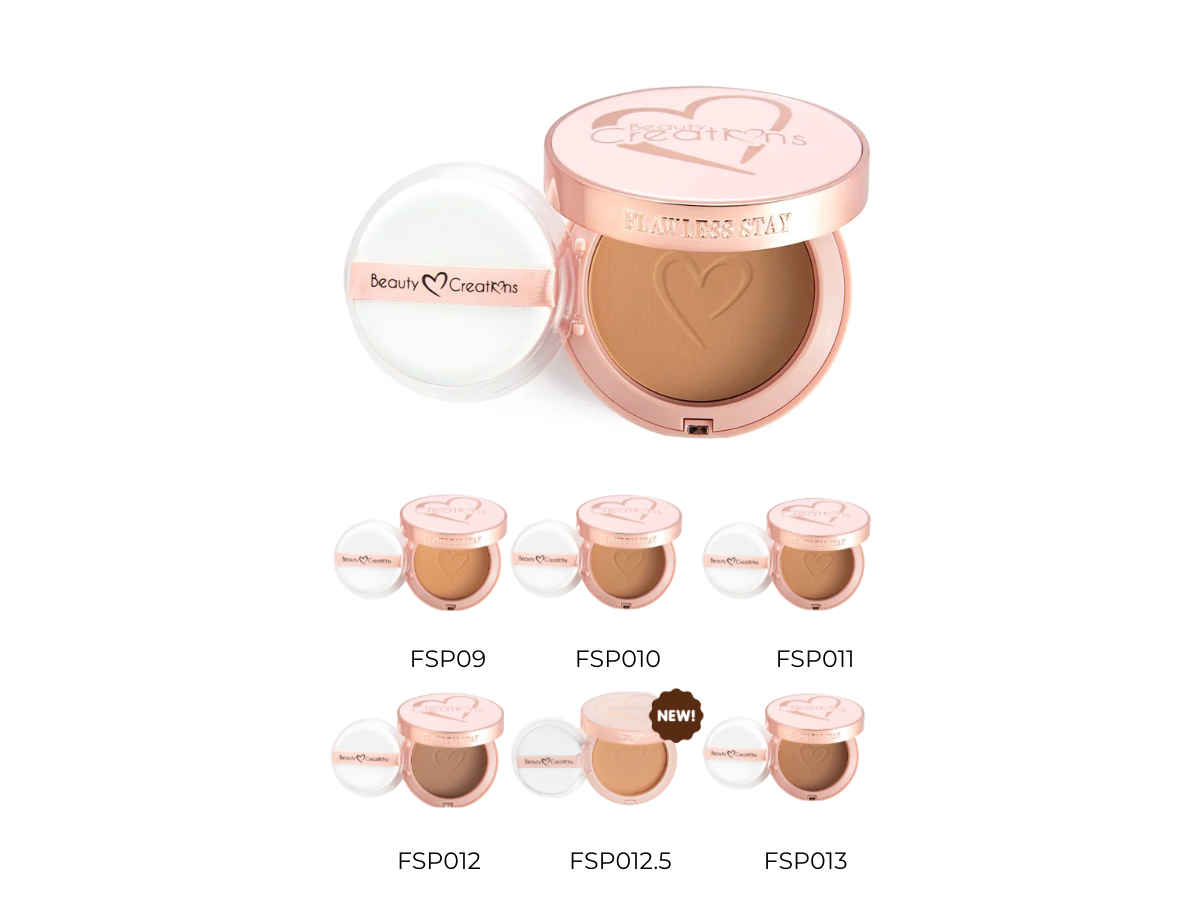 Polvo Compacto - Beauty Creations Flawless Face Powder - Venta al Mayor Display 6 und (Tonos del 9 al 13) (9.98$/Unidad)