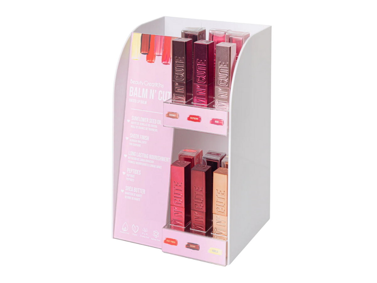 Labial - Beauty Creations Balm N Cute - Venta al Mayor Display 36 + 6 Free Tester (5.81$/Unidad)