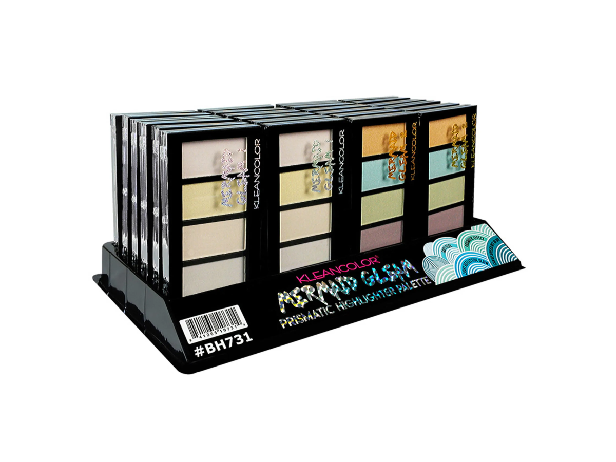 Paleta de Iluminadores - Kleancolor Mermaid Gleam BH731 - Venta al Mayor Display 24 und (3.03$/Unidad)