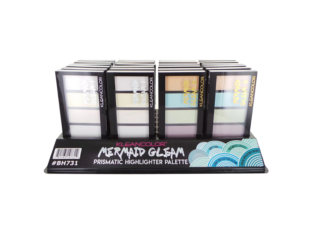 Paleta de Iluminadores - Kleancolor Mermaid Gleam BH731 - Venta al Mayor Display 24 und (3.03$/Unidad)